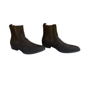 NOVA MEN Chelsea Boots Mens 12 Black Faux Suede Pull On Ankle Dress
